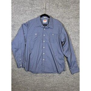 Wrangler 2XL Blue Flex for Comfort Button Up Long Sleeve Shirt Star Pattern